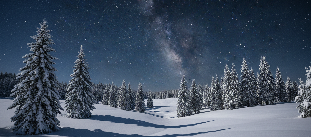 Night sky winter snow 